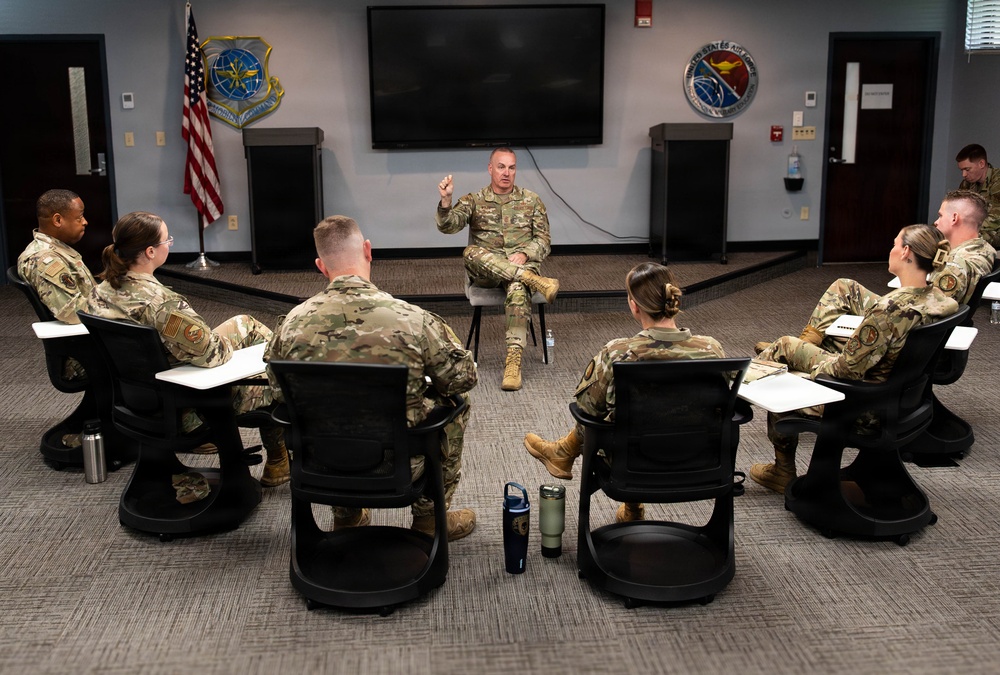 Chief Master Sgt. of the Air Force David R. Wolfe visits Scott Air Force Base