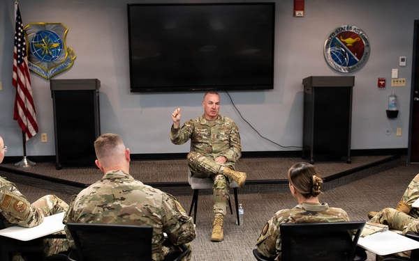 Chief Master Sgt. of the Air Force David R. Wolfe visits Scott Air Force Base