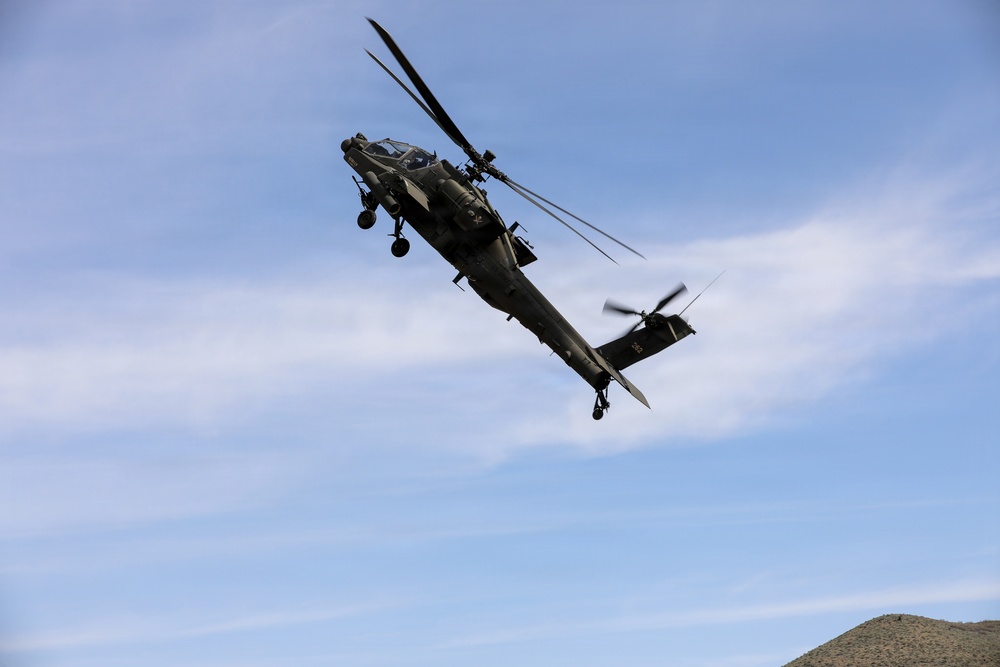 U.S. Army AH-64 Apache Attack Helicopter Conducts Low-Level Flight Operations