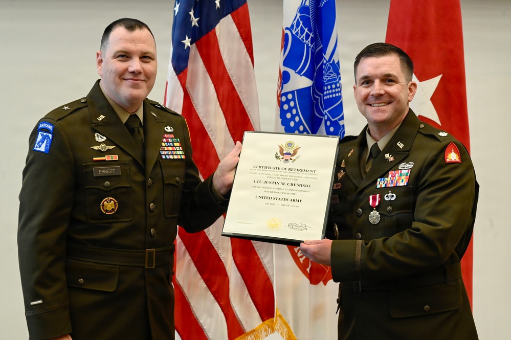 U.S. Army Lt. Col. Justin Cremisio Retirement Ceremony