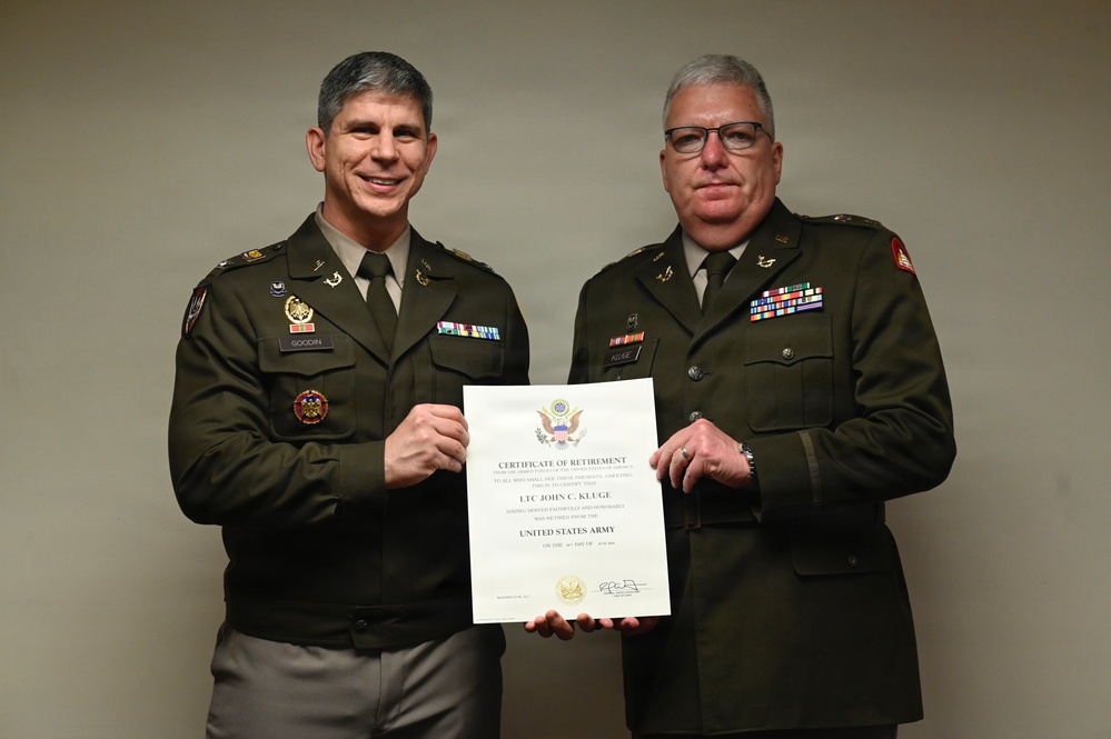 U.S. Army Lt. Col. John C. Kluge Retirement Ceremony