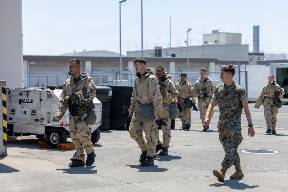 MALS-12 Marines train in MOPP gear