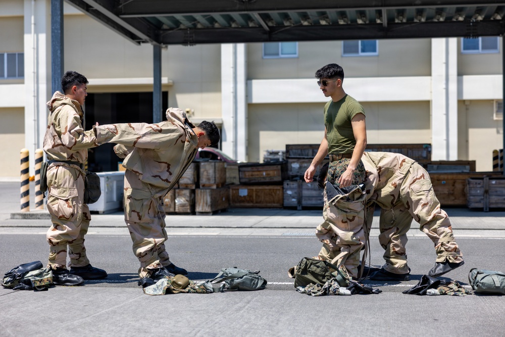 MALS-12 Marines train in MOPP gear