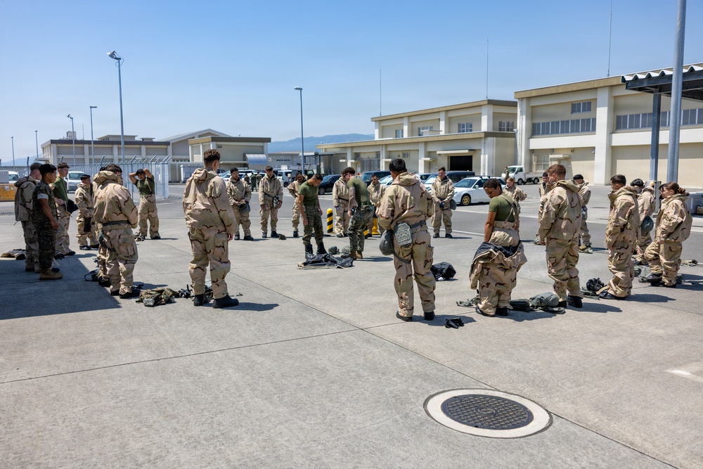 MALS-12 Marines train in MOPP gear