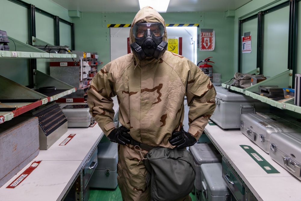 MALS-12 Marines train in MOPP gear