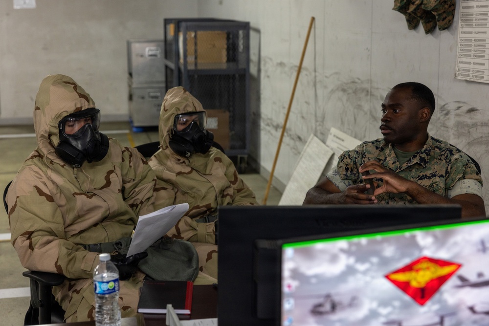 MALS-12 Marines train in MOPP gear