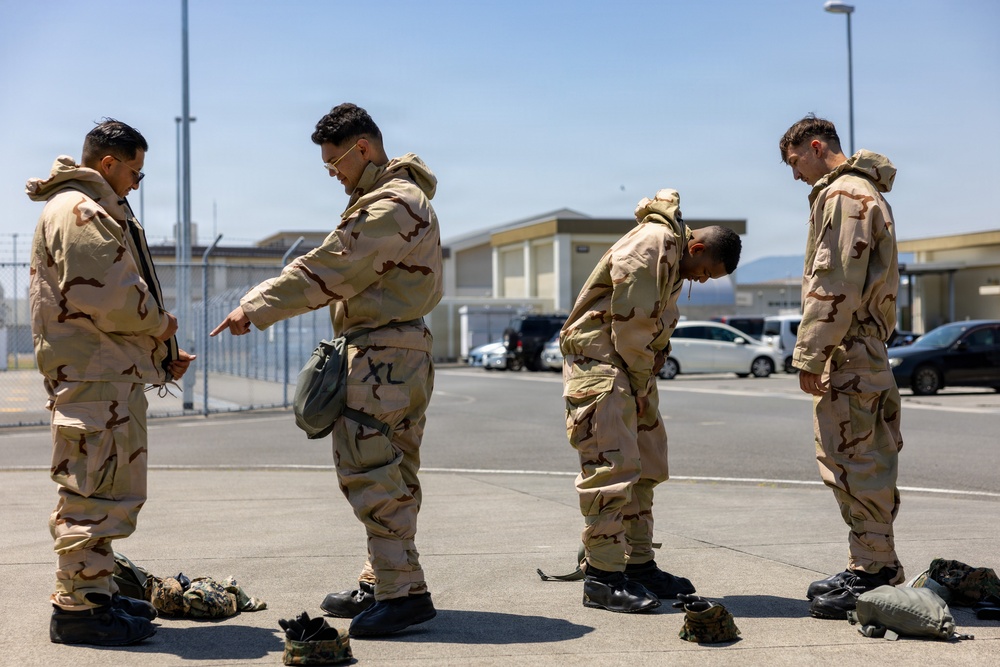 MALS-12 Marines train in MOPP gear