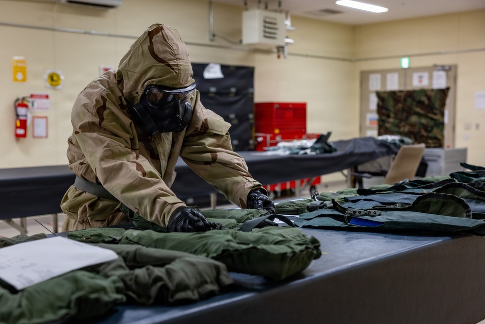 MALS-12 Marines train in MOPP gear