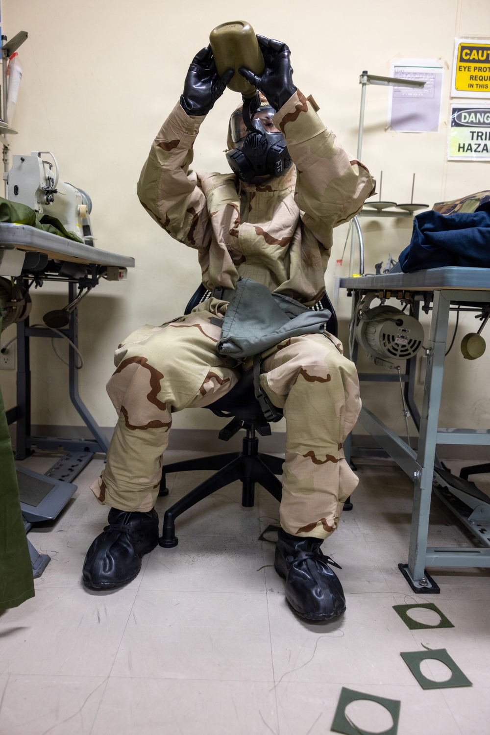 MALS-12 Marines train in MOPP gear