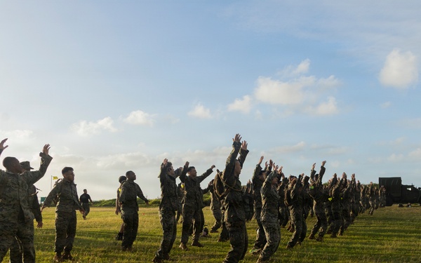 Combat Conditioning: 1st Low Altitude Air Defense Battalion Conducts MCMAP PT at MCBH