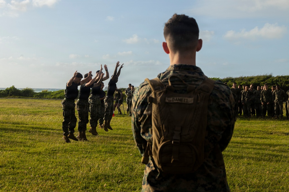 Combat Conditioning: 1st Low Altitude Air Defense Battalion Conducts MCMAP PT at MCBH