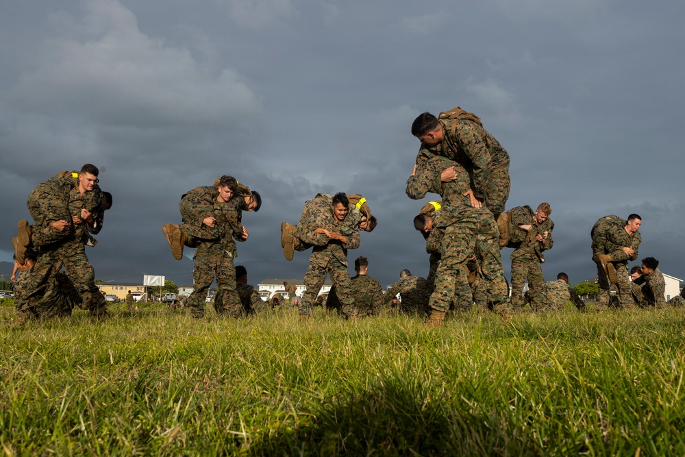 Combat Conditioning: 1st Low Altitude Air Defense Battalion Conducts MCMAP PT at MCBH