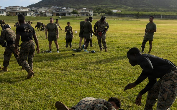 Combat Conditioning: 1st Low Altitude Air Defense Battalion Conducts MCMAP PT at MCBH