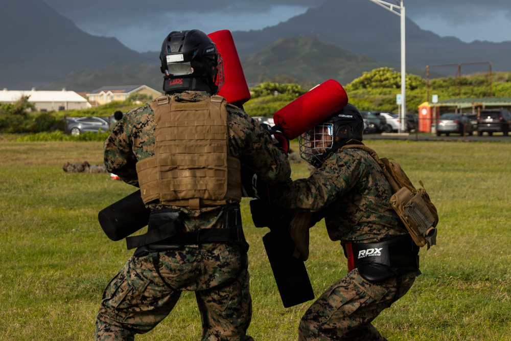 Combat Conditioning: 1st Low Altitude Air Defense Battalion Conducts MCMAP PT at MCBH