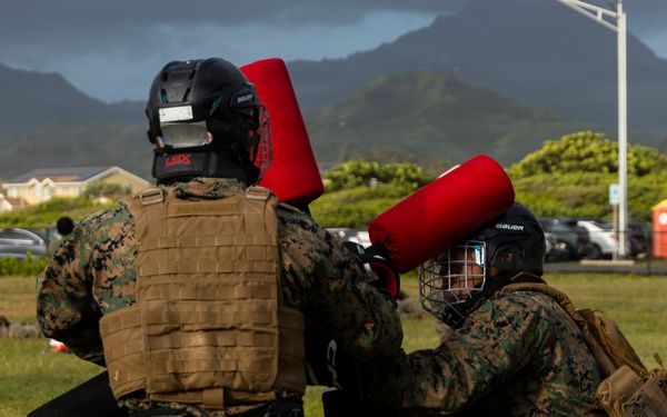 Combat Conditioning: 1st Low Altitude Air Defense Battalion Conducts MCMAP PT at MCBH