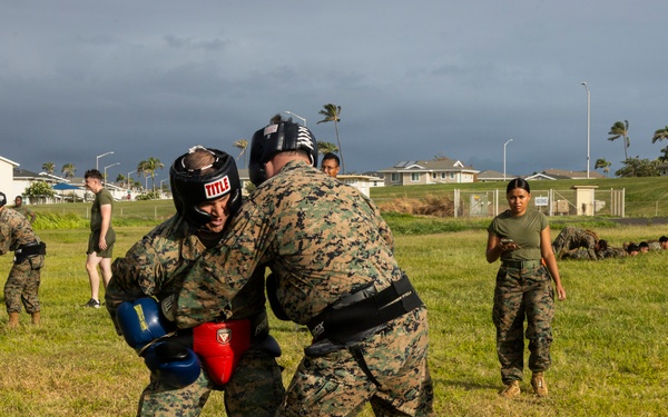 Combat Conditioning: 1st Low Altitude Air Defense Battalion Conducts MCMAP PT at MCBH