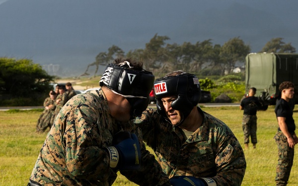 Combat Conditioning: 1st Low Altitude Air Defense Battalion Conducts MCMAP PT at MCBH