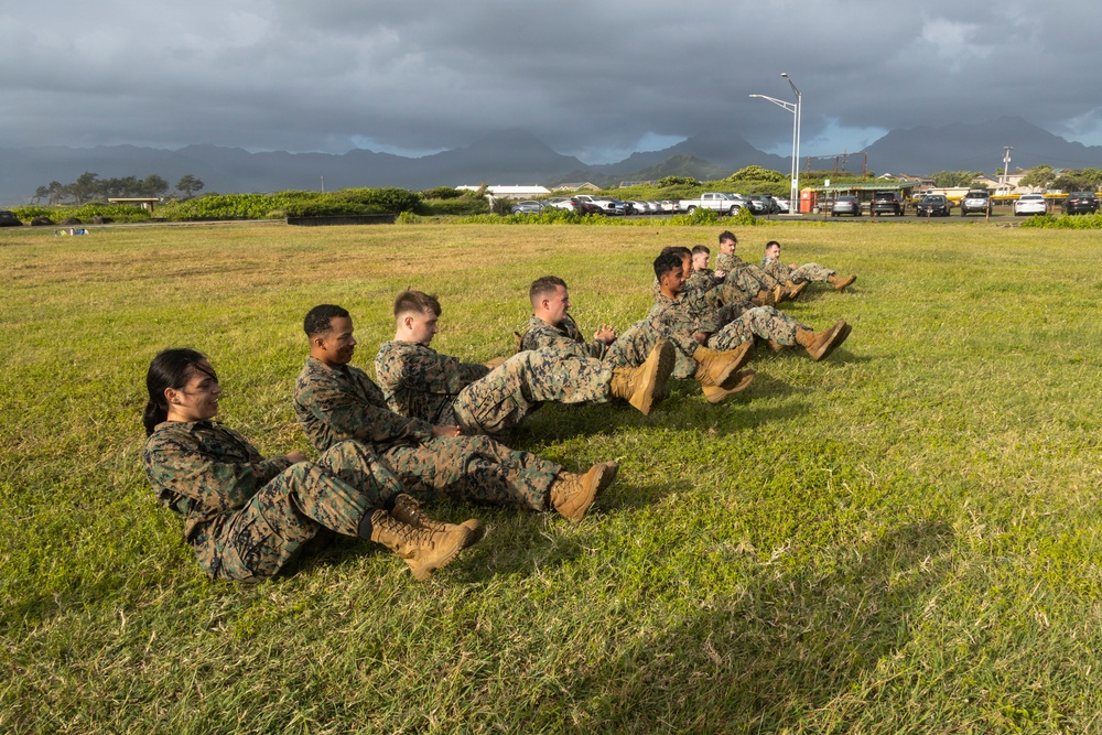 Combat Conditioning: 1st Low Altitude Air Defense Battalion Conducts MCMAP PT at MCBH
