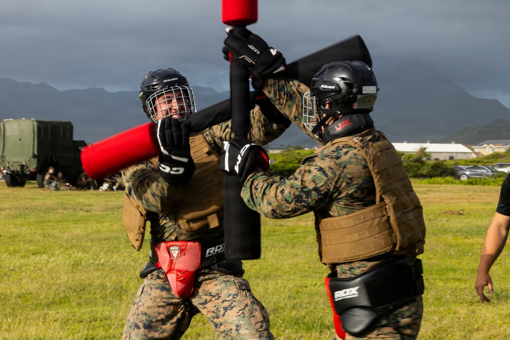 Combat Conditioning: 1st Low Altitude Air Defense Battalion Conducts MCMAP PT at MCBH