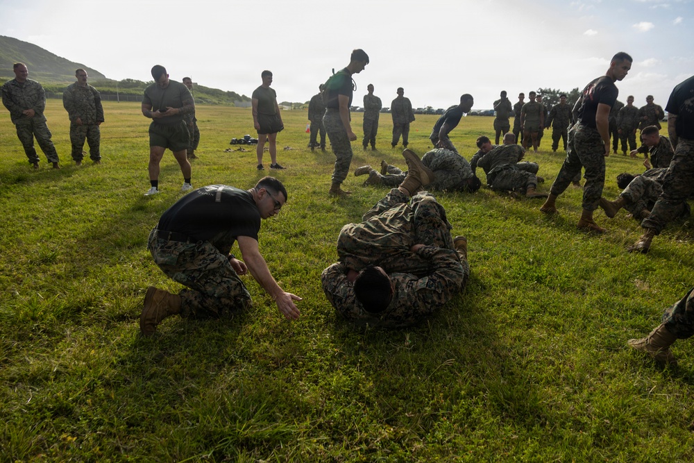 Combat Conditioning: 1st Low Altitude Air Defense Battalion Conducts MCMAP PT at MCBH