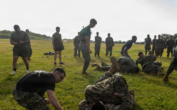 Combat Conditioning: 1st Low Altitude Air Defense Battalion Conducts MCMAP PT at MCBH