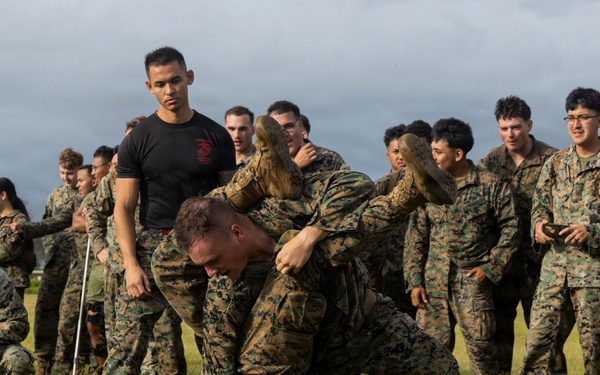 Combat Conditioning: 1st Low Altitude Air Defense Battalion Conducts MCMAP PT at MCBH