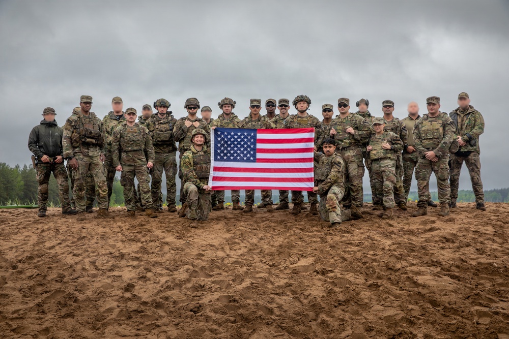 U.S. Army Soldiers conduct pistol marksmanship training alongside NATO partners at Pabradė Training Area, Lithuania