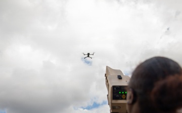 U.S. Army Soldiers conduct training with the Drone Buster counter-unmanned aerial systems device at Pabradė Training Area, Lithuania