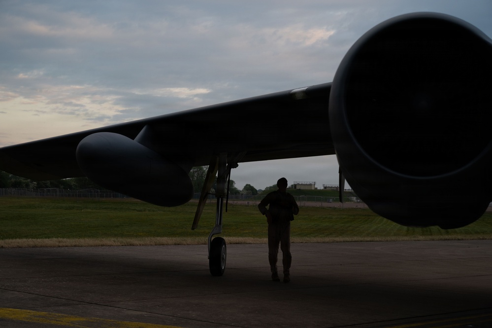 US Air Force B-52H Stratofortress participates in African Lion 26 flyover at Cap Draa