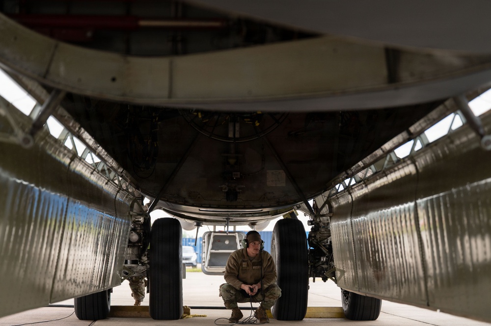 US Air Force B-52H Stratofortress participates in African Lion 26 flyover at Cap Draa