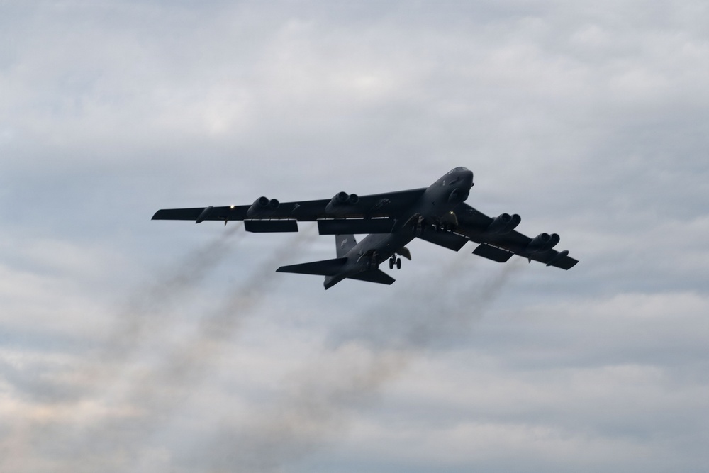 US Air Force B-52H Stratofortress participates in African Lion 26 flyover at Cap Draa