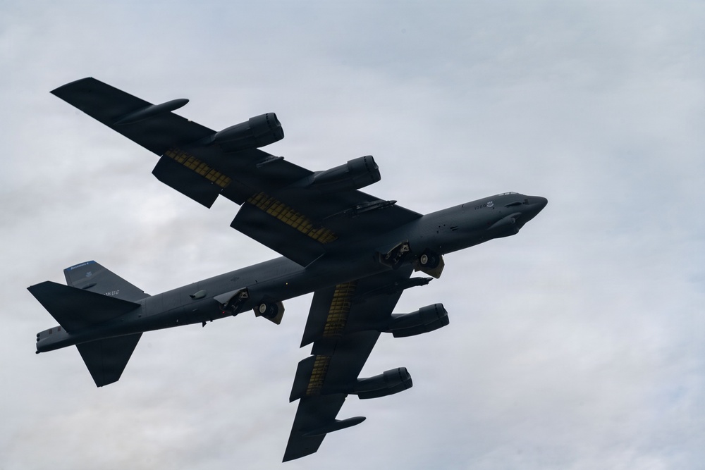 US Air Force B-52H Stratofortress participates in African Lion 26 flyover at Cap Draa