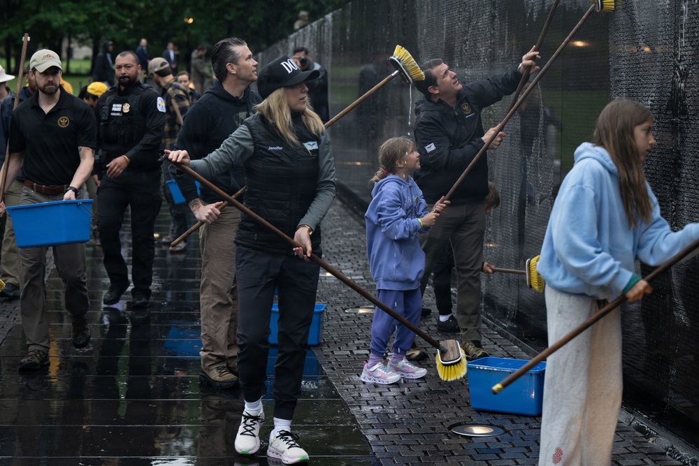SW washes Vietnam Veterans Memorial