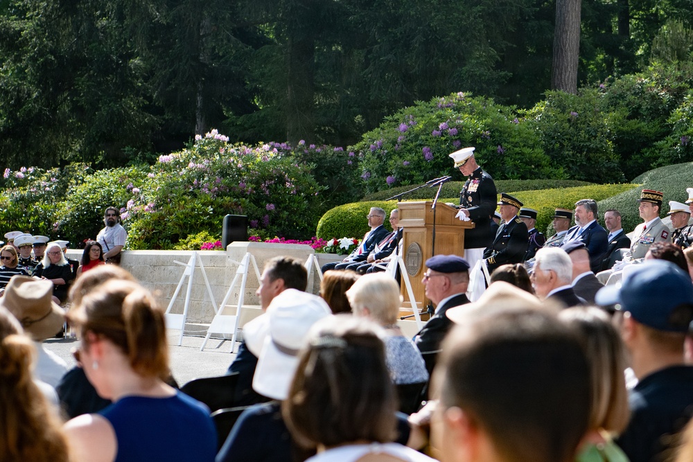 The 38th Assistant Commandant of the Marine Corps participates in the annual Belleau Wood Memorial Ceremony.