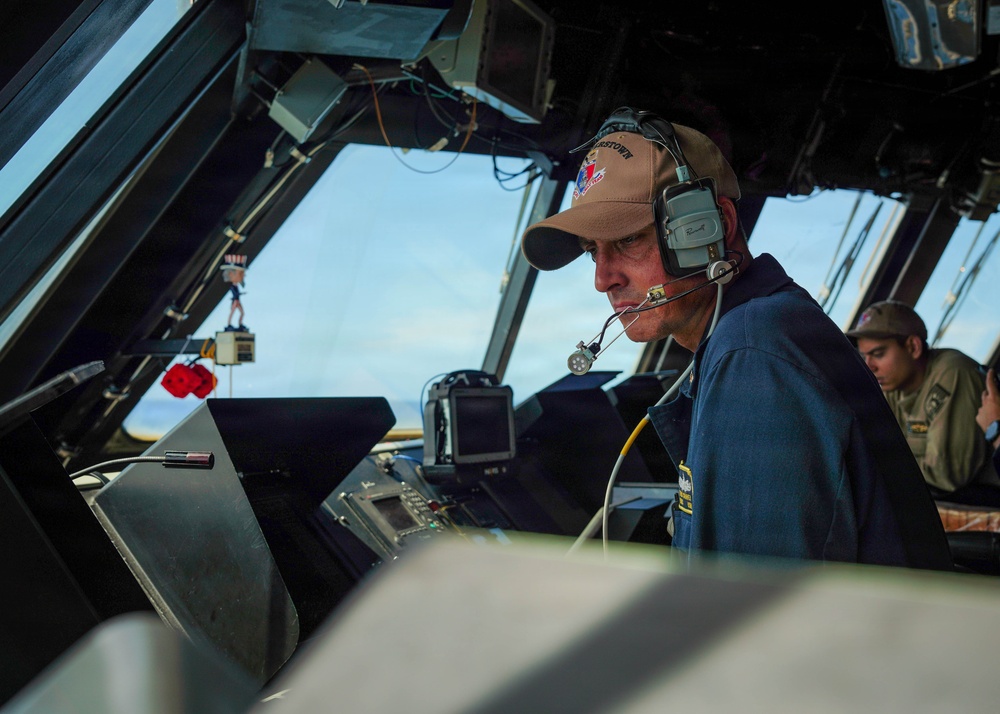 USS Cooperstown Sailor Stands Watch During Strategic Transit