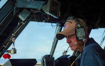 USS Cooperstown Sailor Stands Watch During Strategic Transit