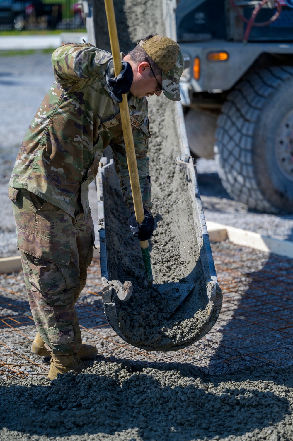 Myers Rakes Concrete for CAP Pads