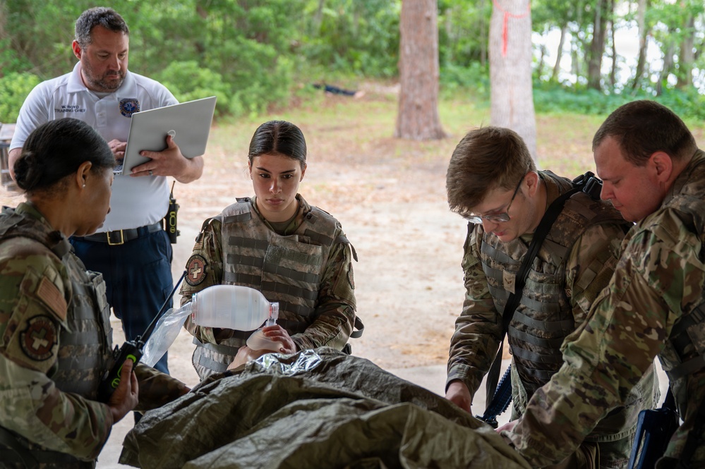 Military and civilian emergency responders improve medical readiness during joint training at Joint Base Charleston