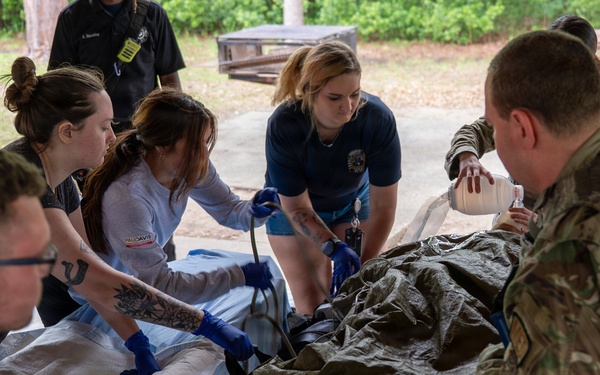 Military and civilian emergency responders improve medical readiness during joint training at Joint Base Charleston