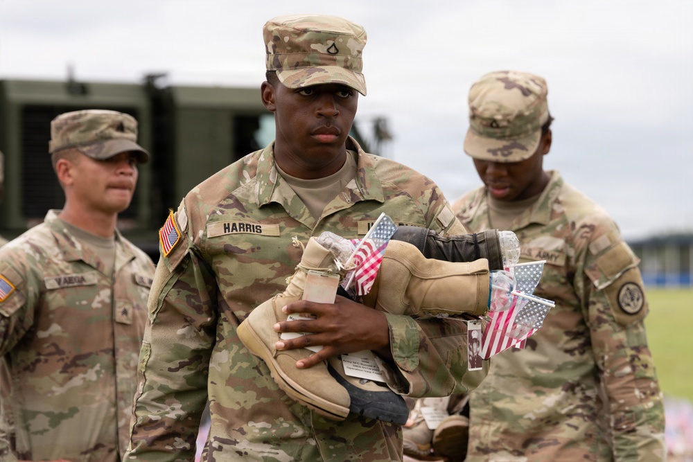 Soldiers Prepare Remembrance Memorial Display Honoring Fallen Service Members at Fort Hood