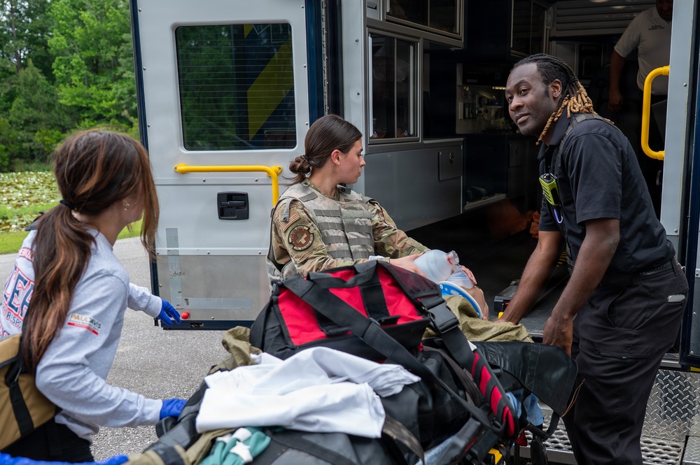 Military and civilian emergency responders improve medical readiness during joint training at Joint Base Charleston