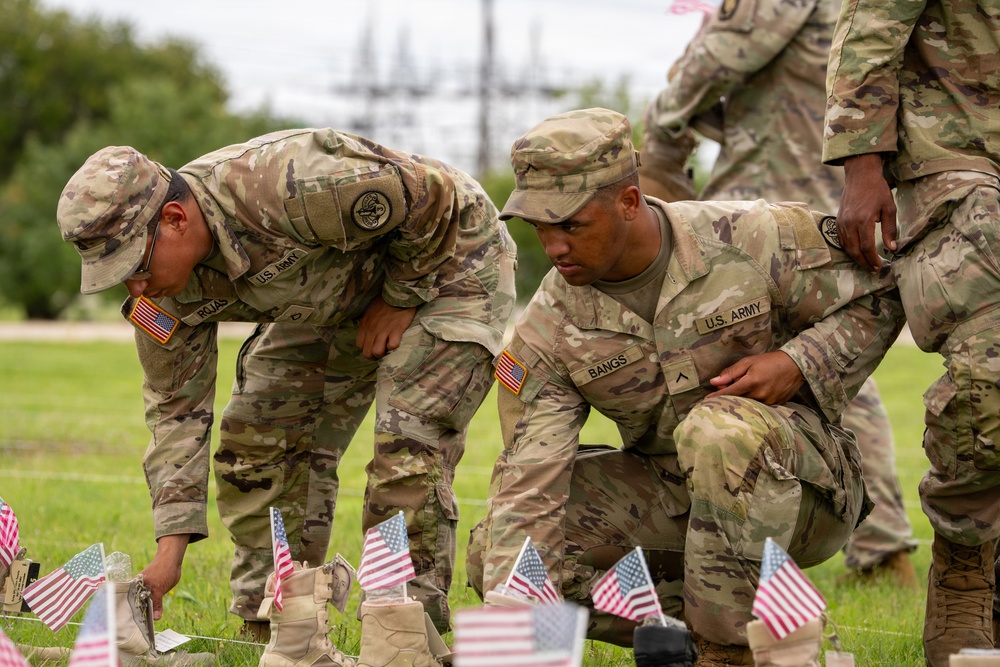 Soldiers Prepare Remembrance Memorial Display Honoring Fallen Service Members at Fort Hood