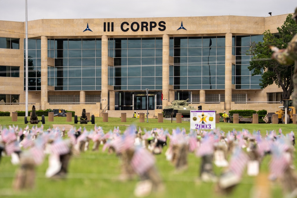 Soldiers Prepare Remembrance Memorial Display Honoring Fallen Service Members at Fort Hood