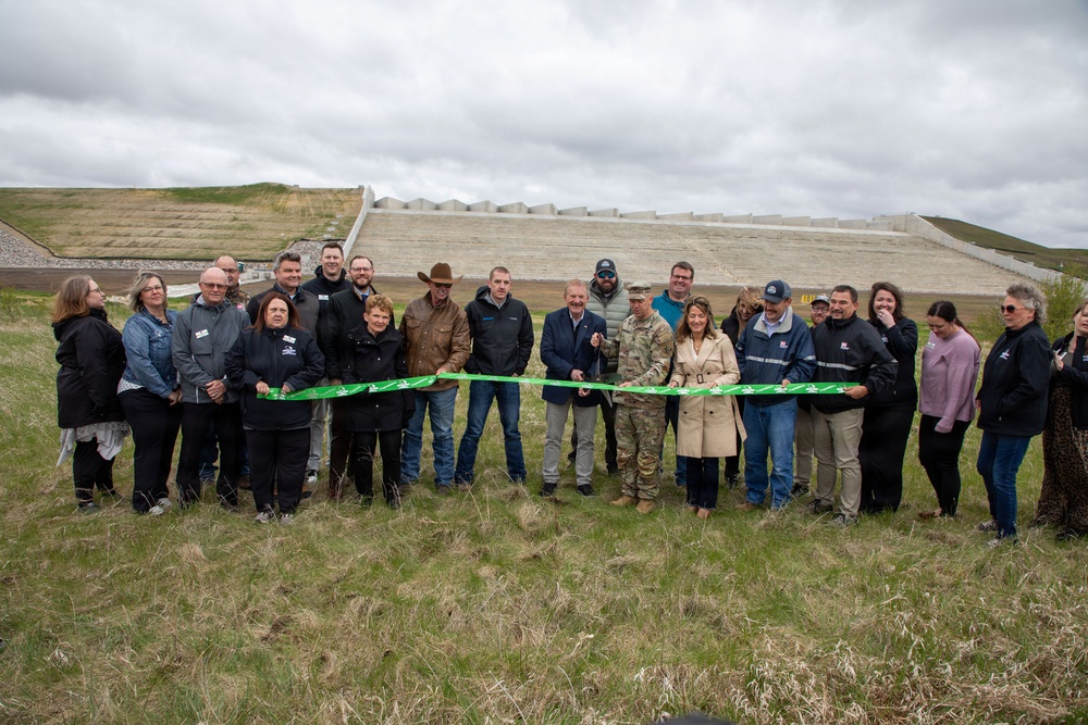 Pipestem Dam spillway modification project completion celebrated with ribbon cutting