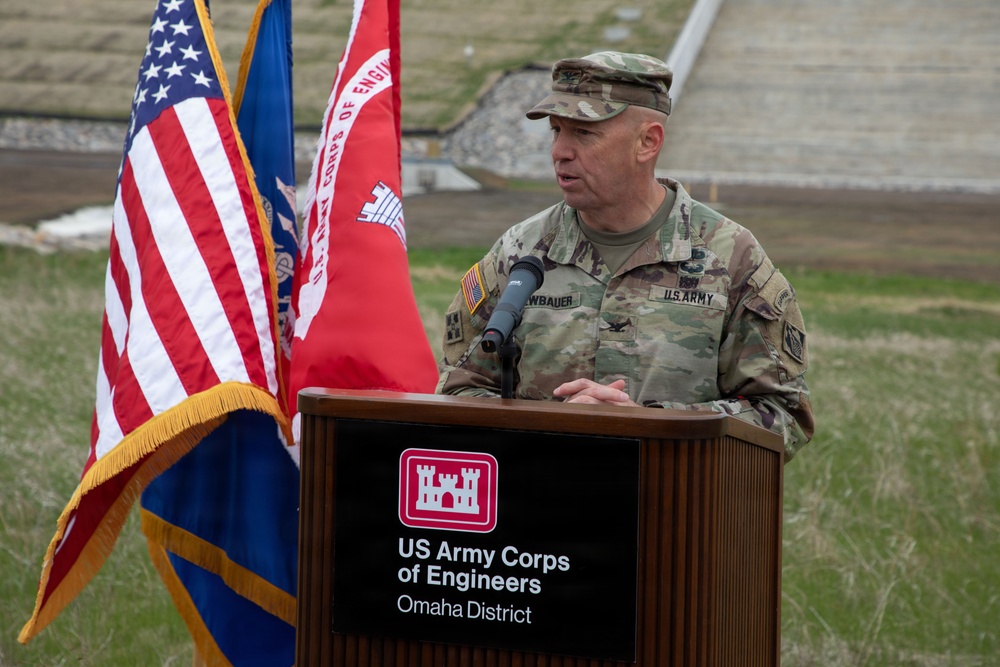 Pipestem Dam spillway modification project completion celebrated with ribbon cutting