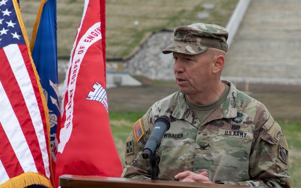 Pipestem Dam spillway modification project completion celebrated with ribbon cutting