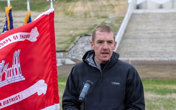 Pipestem Dam spillway modification project completion celebrated with ribbon cutting