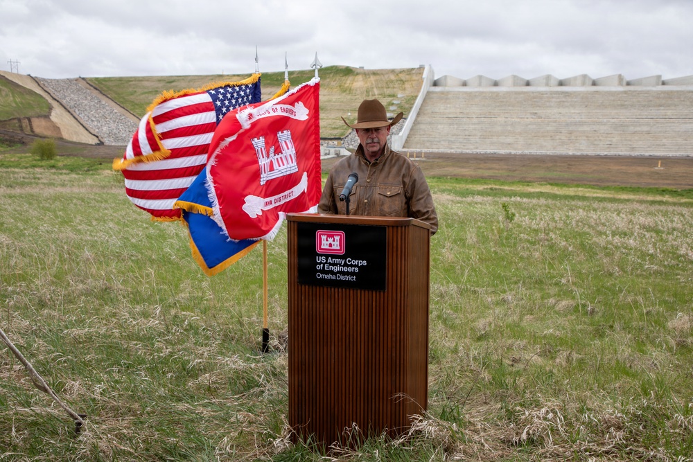 Pipestem Dam spillway modification project completion celebrated with ribbon cutting