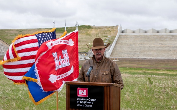 Pipestem Dam spillway modification project completion celebrated with ribbon cutting