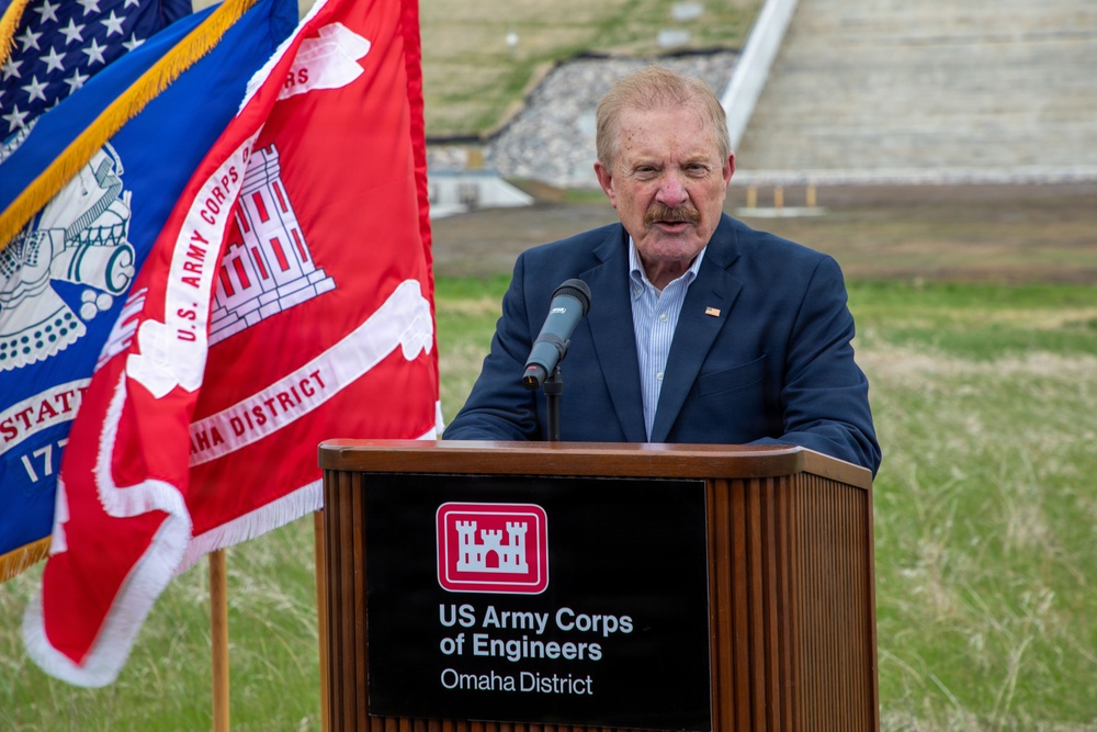 Pipestem Dam spillway modification project completion celebrated with ribbon cutting